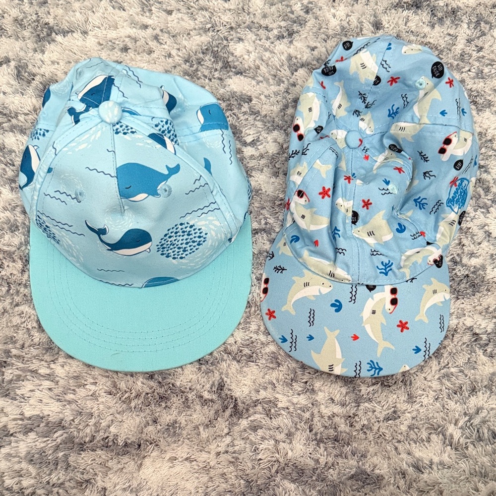 Blue Whale and Shark Print Caps